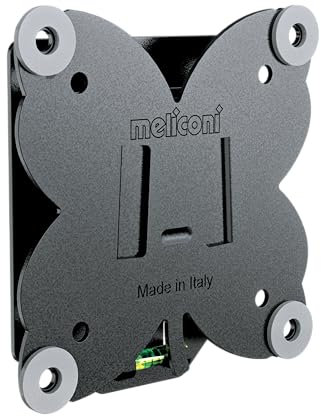 Meliconi Slimstyle Plus 100 S, Supporto TV a Parete Fisso, Adatto anche per Cartongesso, per TV da 14 a 32, Vesa 75-100, Prodotto in Italia