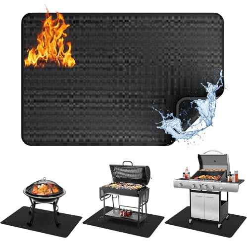 Base ignífuga de 152 cm x 101 cm, resistente al calor hasta 1800 °F, alfombrilla de protección contra el calor, protección del suelo, de fibra de vidrio, de silicona, para barbacoa de gas, parrilla de