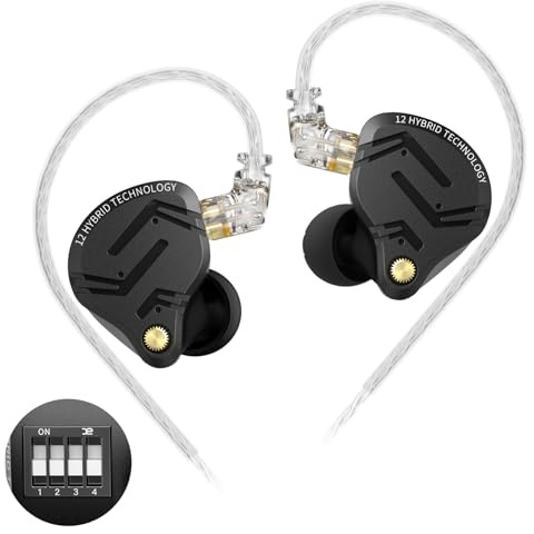 KZ ZS12 Pro X in Ear Monitor IEM Headphones,1DD+5BA Hybrid Wired Gaming Earbuds,KZ Earbuds Earphones,Best in Ear Headphones with 2PIN Cable for Audiophile (Dark Black,Tunable Version, NO Microphone)