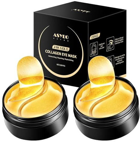 ASYBO 120 pz maschere sotto gli occhi, bende sotto gli occhi dorate, maschera per il trattamento degli occhi per occhiaie, occhi gonfi, linee sottili, antietà e antirughe