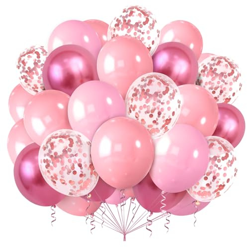 100 Palloncini Rosa,12 Pollici Palloncini Rosa e Confetti Balloon Per Matrimonio Compleanno Baby Shower Laurea Matrimonio Anniversario Festa Decorazione