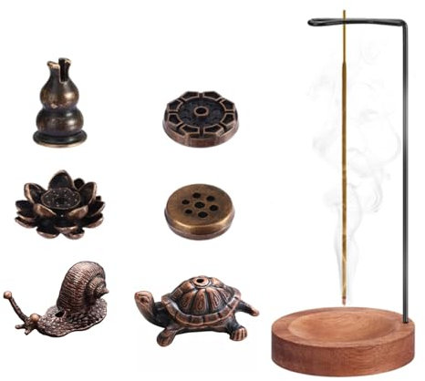 7 In 1 Räucherstäbchen Halter Holzfarbe Räucherstäbchen Halter,Räucherkegel Halter 25.3 * 9cm Räucherstäbchen Halterung,Räucherkerzen Halter Geeignet für Schlafzimmer,Yoga,Meditationsraum,Lounge