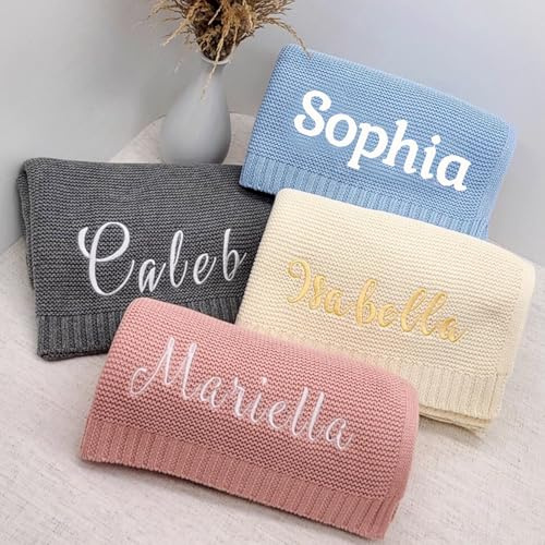 Coperta For Neonati Personalizzata Con Nome Ricamato, Coperta For Neonati Lavorata A Maglia Personalizzata Da 30x40 Pollici With Bambine E Bambini, Di Benvenuto Come Ricordo