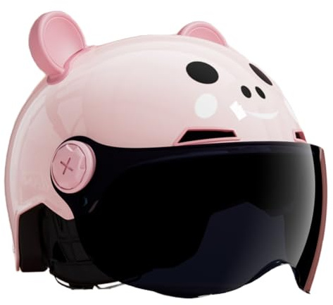 Casco De Moto Abierto para Niños, Casco Jet con Visera para Niños Y Niñas De 3 A 12 Años, Homologado Según La Norma ECE 22.06 A,50-60cm