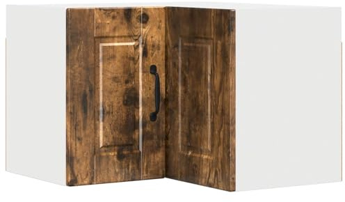 Foknhdi Armadio sospeso da cucina, rovere affumicato, 57 x 57 x 40 cm, mobile angolare da parete, in legno con 2 ante, design moderno, robusto e durevole, per cucina, bagno, corridoio