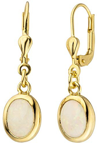 Jobo Damen-Ohrringe hängend aus 14 Karat 585 Gold mit Opal