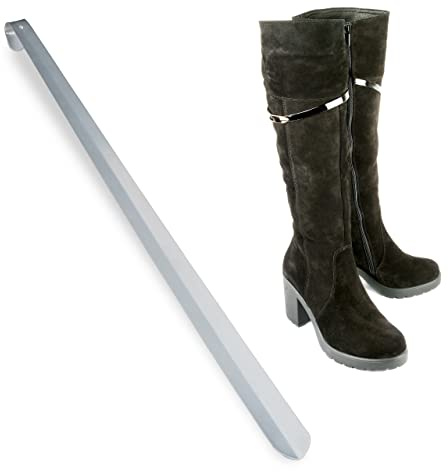 Relaxdays Schuhlöffel, extra großer & Stabiler Schuhanzieher, kein Bücken, zum Aufhängen, Metall, 70 cm, Silber glänzend