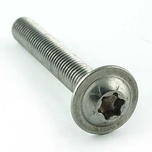 Eisenwaren2000 Vis à tête bombée M6 x 50 mm avec six pans creux TX et bride (10 pièces) - Vis à tête bombée ISO 7380 avec tête plate et collet - Vis filetées - Acier inoxydable A2 V2A