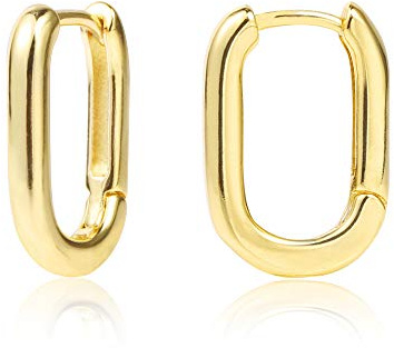 ALEXCRAFT Boucles d'oreilles Femme Or Creoles Or Boucles d'oreilles Créoles Argent 925 Forme de U Hypoallergéniques Huggie