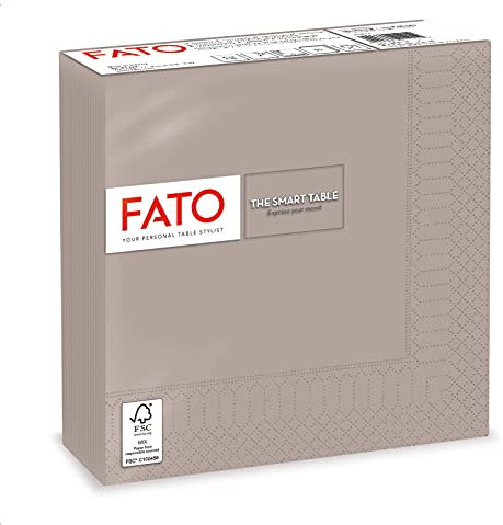 Fato, Einweg-Papierservietten, Ideal für informelle Mittagessen und Buffets, Packung mit 50 Servietten, Format 33x33, gefaltet in 4, 2-lagig, Turteltaube, 100% reines Zellulosepapier, FSC-zertifiziert