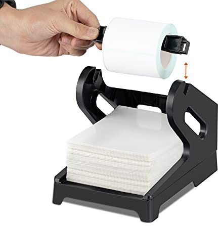 Tera Etikettenhalter, für Rollen und Fächer-Etiketten, Etikettenspender für Tera Desktop Thermo-Etikettendrucker, Schwarz