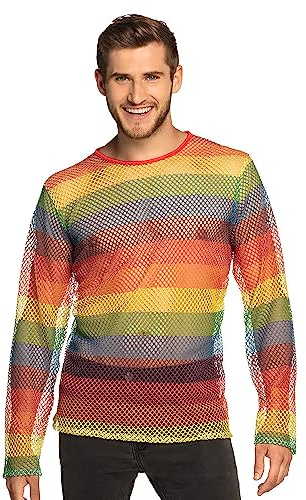 Boland - T-shirt en résille pour homme | Haut pour la discothèque, les soirées, les déguisements, le carnaval et les soirées à thème, taille L/XL