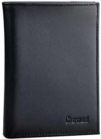 Charmoni Grand Classique Portefeuille en Cuir Protection RFID Blocage Homme (12V RFID Bleu)