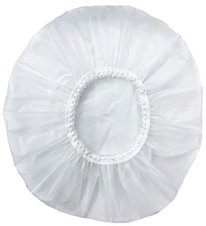 1 cuffia da doccia impermeabile per uso domestico, cuffia da bagno, set di capelli elastico (bianco)