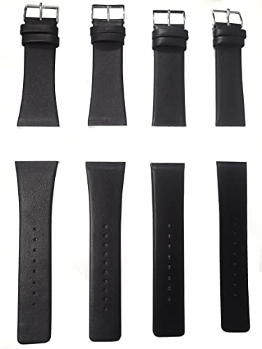 NZZXTO Replacement Leather Watch Band for Skagen Unisex Watches with Screw （14mm Black