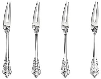 4-Piece 18/10 Stainless Steel Two-Pronged Forks Escargot Cocktail Appetizer Snail Forks, 6.4 Inches, Fine Mirror Polished, Dishwasher Safe, Silver