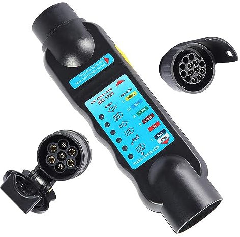 AOHEWEI 7 Pin Trailer Plug Tester Socket Light Connector Wiring Circuit Diagnostic Testing Tools with 13 Pin Towing Adapter for Caravan Truck or Trailer