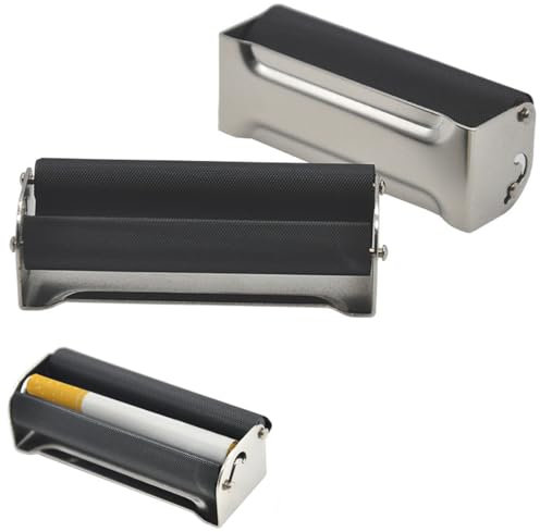 KGDUYC 2 Stück Drehmaschine zigaretten - Tabakroller Manuelle Zigarettendrehmaschine 70mm Tragbarer Tabak Injektor Roller Metall Einfach Schwarz FüR Drehtabak Männer Geschenk (Schwarz)
