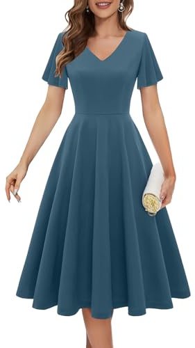Bridesmay Womens Wedding Guest Dress Midi Prom Party Dresses Blue S