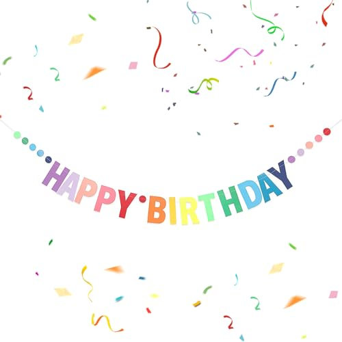 Happy Birthday Banner Bunt, Girlande Buchstaben Geburtstagsdeko, Geburtstagsbanner Wiederverwendbare, Geburtstagsgirlande für Erwachsene Mädchen Damen Regenbogen Party Dekoration