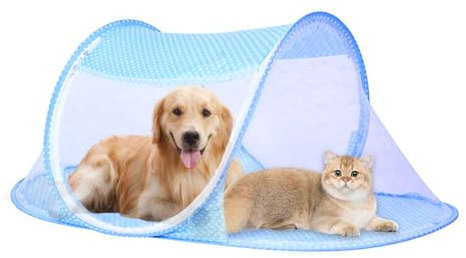 Outdoor Haustierzelt Hundehaus Hundezelt mit Meshfenster Faltbar Katzenhaus im Freien Reißverschluss Design für Katzen und Kleintiere 108x60x40cm