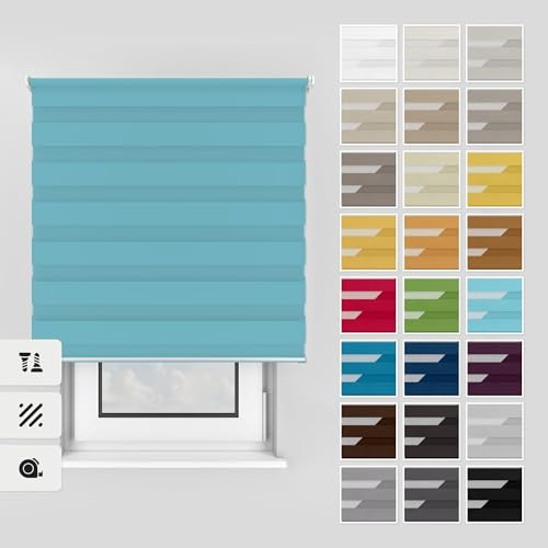 Estika Estor Doble con Perforación - 160x150 cm - Cielo Azul - Enrollable para Interior, Montaje en Techo o Pared, Ideal para Ventanas y Puertas