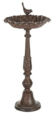 Beliani Fontana per Uccelli da Giardino all'aperto Ciotola Acqua mangiatoia Ferro Antico Decorativo Marrone