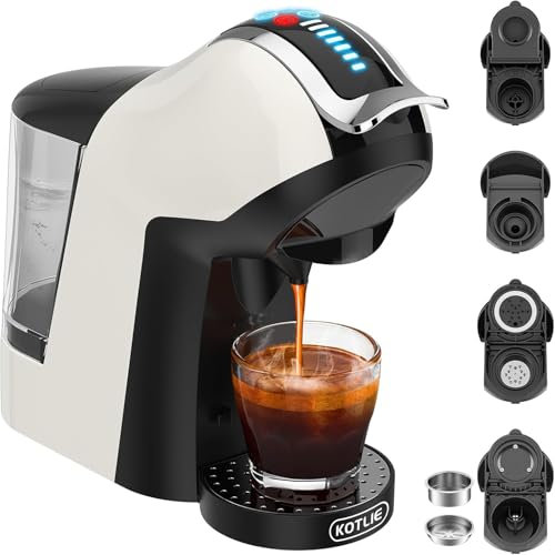 KOTLIE EM-308A Máquina de Café de Cápsulas 5 en 1, que Permite la Extracción en Frío y Caliente, la Temperatura y el Volumen de Agua se Pueden Seleccionar Libremente (WHITE-EU)