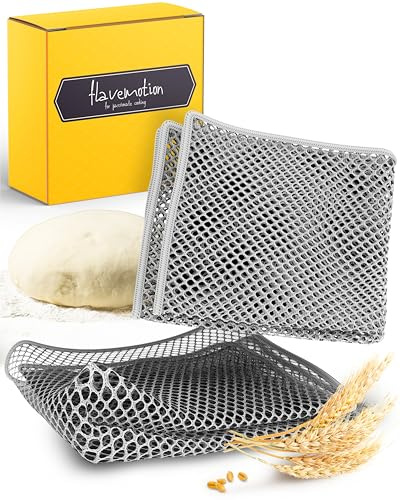 Flavemotion 2er Set Teigreinigungstuch für hartnäckige Teigrückständen beim Brot backen, Teigentferner als Brot-backen Zubehör, Teigtuch als Reinigungstuch aus strapazierfähigem Polyester, Netztuch