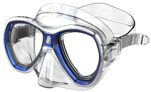 SEAC Elba MD, Maschera Subacquea con Viso Piccolo, Ottima per Snorkeling e Immersioni Unisex Bambini, Trasparente/Blu, Ridotta