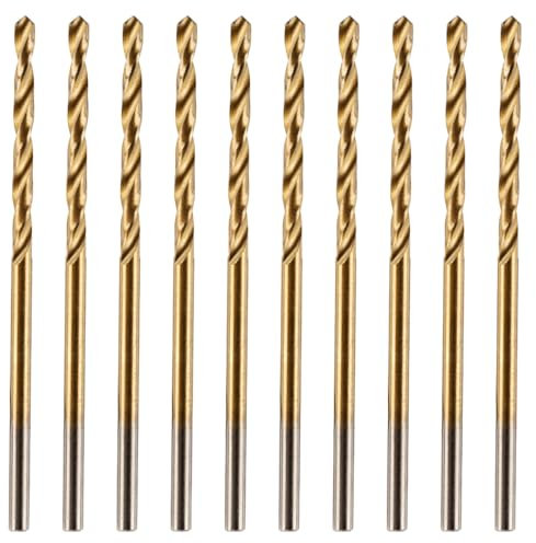Box of 10 x 1.6mm HSS M2 Fully Ground Jobber Drill Bit Tin Titanium Nitride Coated DIN338 Standard (1.6mm x 43mm (1/16))