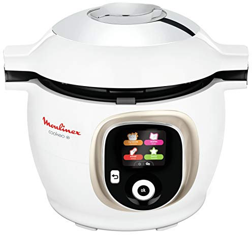 Moulinex Multicuiseur Intelligent Haute Pression 6 L 150 Recettes 6 Modes de Cuisson Guide Pas à Pas Facile et Rapide Application Mon Cookeo Blanc CE851A10, 6 liters