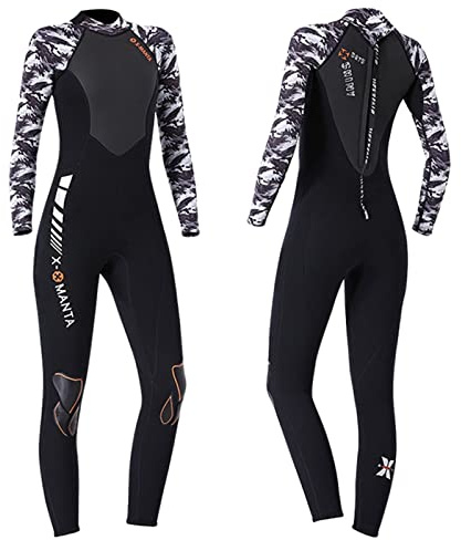 SK Studio Womens Wetsuit 3MM Neoprene Winter Swimwear Warm Diving Snorkeling Surfing Swimwear White G XL