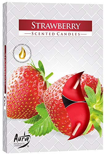 hibuy Duft Teelichter/Duftkerzen - Erdbeeren Duft - Brenndauer 4 Stunden - 6 Stück