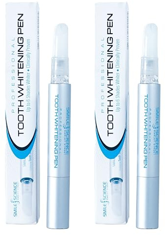 Smile Science Harley Street - Dual Professional Advanced Teeth Whitening Pen (Pack of 2) - Upto 8 Shades Whiter - 100% safe for Enamel - Vegan - For Sensitive Teeth - Rapid Results - Clinically Proven