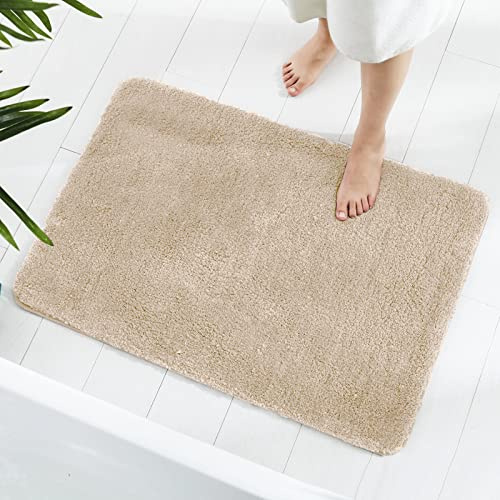 GONICVIN Alfombras de baño, 50 x 80 cm, Microfibra esponjosa, Absorbente, Antideslizante, Lavable a máquina, para bañera, Ducha y baño (Beige)