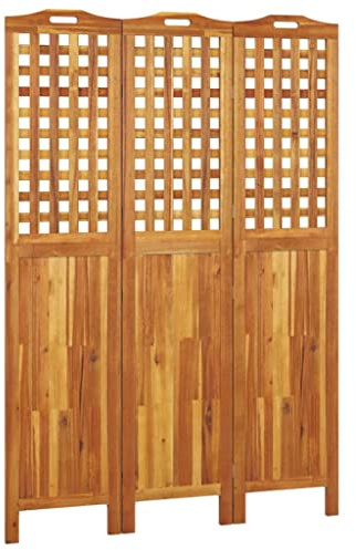 vidaXL Divisorio a 3 Pannelli 121,5x2x180 cm Legno Massello di Acacia