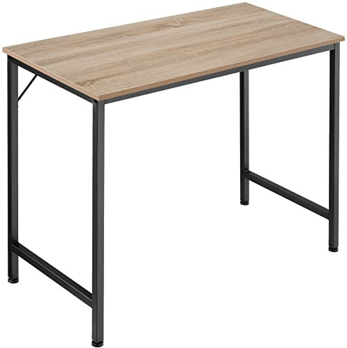 tectake® Schreibtisch, Computertisch, Bürotisch, PC Tisch, Möbel für Arbeitszimmer, Home Office, Büro, Kleiner Schreibtisch, Tischgestell mit Tischplatte - Industrial Holz hell, Eiche Sonoma, 80 cm