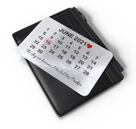 Personalised Aluminium Silver Wallet Photo Insert Card, Metal Photo & Message Waller Purse Card, Sentimental Photo Memory Card Keepsake (Calendar)