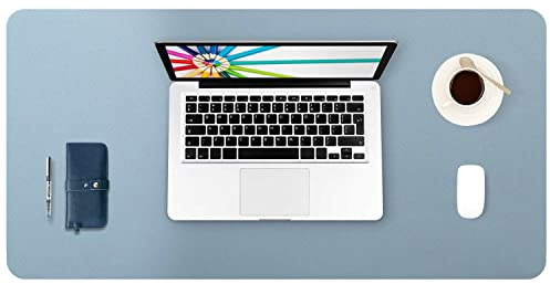 DOBAOJIA Sottomano da Ufficio, Tappetino da Tavolo, Tappetino Tastiera e Mouse, Tappetino PC Scrivania, per Casa/Ufficio, Pelle PU Impermeabile + Scamosciata Antiscivolo 70 x 35cm (Blu Grigiastro)