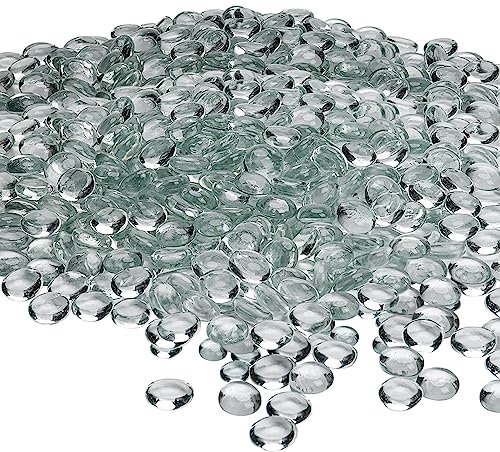 Hiziwimi 1800g dekosteine glasnuggets klar, 400Pcs, 17-20MM runde glassteine transparent, Aquarium Dekoration, Gartentopf Deko, muggelsteine dekosteine für vasen
