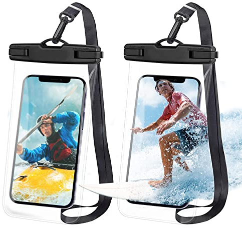 Laizego Waterproof Phone Pouch, 2 Pack Universal IPX8 Waterproof Phone Case for Swimming, Underwater Phone Dry Bag for iPhone 17 16 15 14 13 Pro Max Plus XS, Samsung S26 S25 S24 up to 7 white