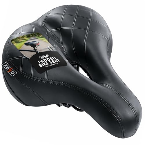 ZENO Bike Seat Saddle with Reflector | Bicycle Bike Seat with Soft Shockproof Springs and Punching Foam System | Cycling MTB Saddle Cushion Pad for Cruiser/Road Bikes/Touring/Mountain Bike/BMX