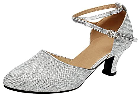 Silberne Schuhe Damen Flacher Absatz Absatzschuhe Blau Business High Heels mit Riemchen 2023 Dirndl Schuhe Pumps Weite H Breite Füße Trachtenschuhe Mary Janes Hochzeit Slingback Damenschuhe