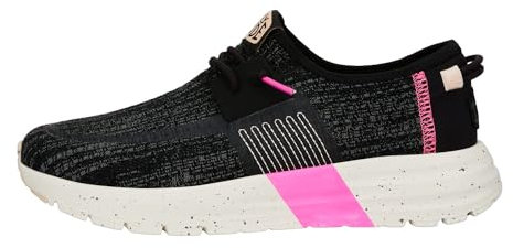 HEYDUDE Sirocco Sport Stripe Sneaker Damen - Sneakers mit Easy-on Lace System, Black, 41