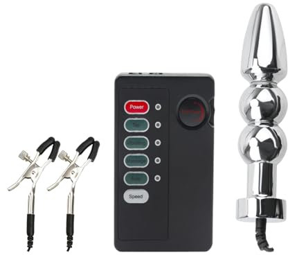 Elettrostimolatore Plug Anale, Elettrostimolazione Morsetti per capezzoli Electro Sex dildo Anale per massaggio SM Stimolazione elettrica Adulti Accessori Giocattoli sessuali per Donne Uomini