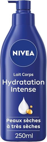 NIVEA Leche corporal Hidratación Intensa 72H (1 x 250 ml) — Leche nutritiva con ácido hialurónico puro & Aceite de almendras dulces — Crema hidratante corporal para pieles secas a muy secas