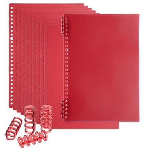 PATIKIL 12 Pack Cubiertas de Encuadernación, B5 (10.3X7.2 Pulgadas) 22 Mil Cubiertas de Plástico para Cuadernos con Peine de Encuadernación para Presentación de Informes, Rojo