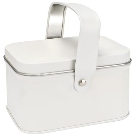 Ideen mit Herz | Metalldose mit Deckel & Henkel | Vorratsdose | Retro-Design | Vintage | 10,7cm x 8,1cm x 6,2cm | cremefarben | lebensmittelecht