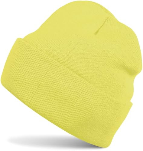 styleBREAKER Gorro de niño, Gorro de Punto con ala Ancha, Gorro de Punto Fino, Gorro para niños de 2 a 5 años 04024030, Color:Amarillo